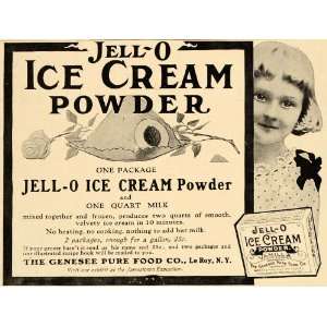 1907 Vintage Ad JELL O Jello Ice Cream Powder Dessert   Original Print 