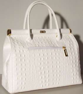 Genuine Italian Real Leather Hand bag Purse Tote Satchel A4 White 985 