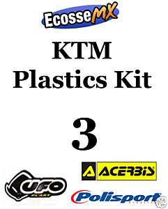 UFO KTM PLASTICS KIT 3 Motocross SX525 05 06 WHITE  