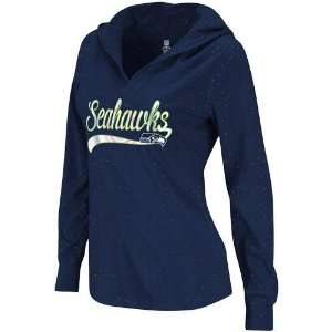 Reebok Seattle Seahawks Ladies Fem V Neck Long Sleeve Hooded T Shirt 