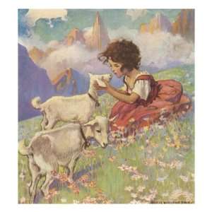  Illustration of Heidi and Her Goats by Jessie Willcox 