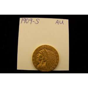 1909 $5 Eagle Indian Head Gold Coin AU 