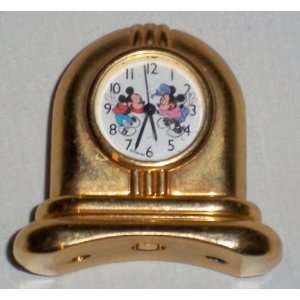 Walt Disney Miniature Solid Brass Desk Clock Mickie and 
