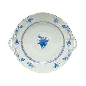   Herend Chinese Bouquet Blue Chop Plate With Handles