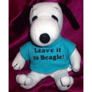  8 Plush Snoopy, Blue Shirt, Leave It to Beagle, Vintage 