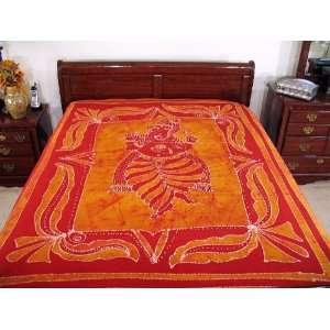    India Cotton Bed Sheet Linen Dancing Ganesha Throw