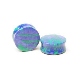  Azurite Stone Plugs SOLD AS A PAIR 3/4 (19mm) Intrepid 