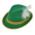 Fancy Dress Hat Tyrolean Green With Feather