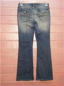 Arizona Blue Denim Stretch Low Rise Flare Jeans, Sz 7  
