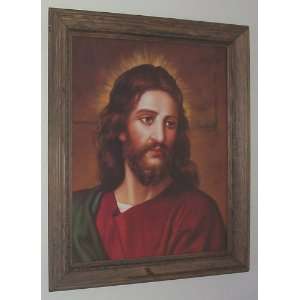   Face of Jesus Christ Poster Print in Pine Wood Frame 