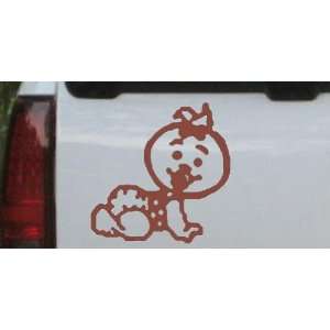 Baby Girl Crawling Car Window Wall Laptop Decal Sticker    Brown 14in 