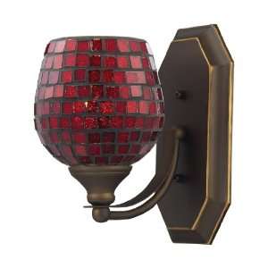  1 Light Vanity In Aged Bronze And Copper Mosaic Glass 