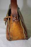 VINTAGE ARTISAN HANDCRAFTED PETITE NATURAL BROWN LEATHER HIPPIE BAG 