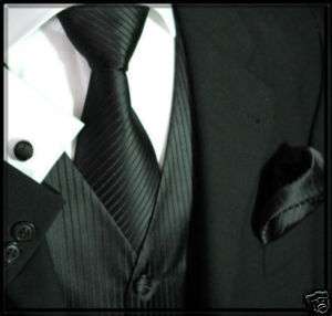 New Paul Malone solid Black Tuxedo Vest and Accessories  