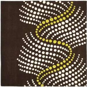   Brown New Zealand Wool Square Area Rug, 6 Feet