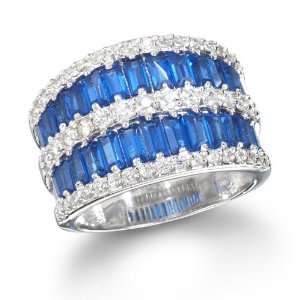  Two Row Sapphire Baguettes Ring CHELINE Jewelry