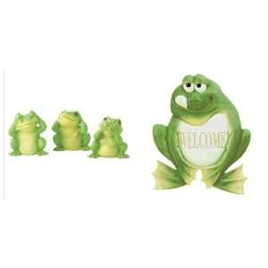  3 Frisky Frogs & 1 Frog Welcome Plaque   Bits and Pieces 