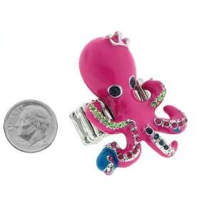 com Fashion Jewelry ~ Pink Fuchsia Octopus Accented with Multi Color 