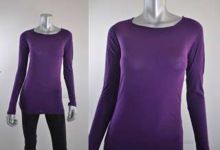 NEW VINCE Coverstitch boatneck tee shirt top purple plum S  