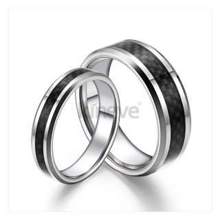 Tungsten Carbide Wedding Band Couple Ring Engagement Black Carbon 