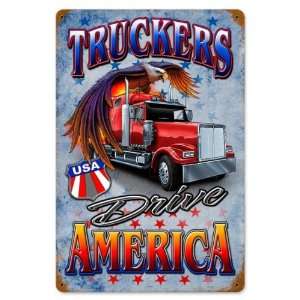  Truckers Drive Automotive Vintage Metal Sign   Victory 