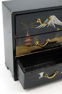 Black Wooden Japanese Jewelry Box  