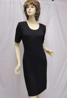 St John BASICS Black NWOT Short Sleeve Dress Size 2 4  