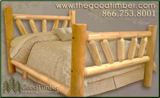   Log Bed   Ships FREE in 10 Days   Rustic Cabin Beds Furniture  