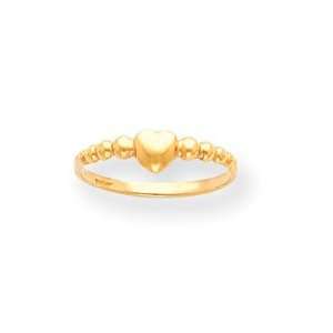  14k Beaded Heart Band Childrens Ring   Size 3   JewelryWeb 