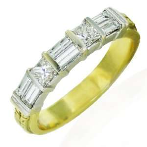 Designer Natalie K Princess & Baguette Diamond 18k Yellow Gold Wedding 