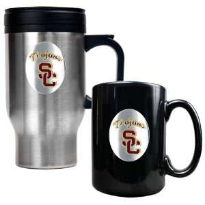  USC Trojans NCAA Stainless Travel Mug And Ceramic Mug Set 