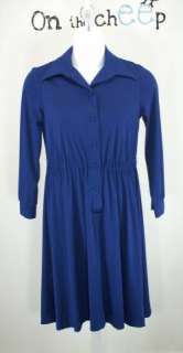 Vintage 70s Texas Shirtwaist Dress Blue Sz 10  