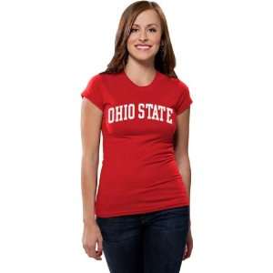  Ohio State Buckeyes Womens Red Varsity Team Arch T Shirt 