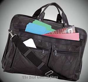 16 1/2” Black Leather Briefcase Portfolio Attache Business Bag 