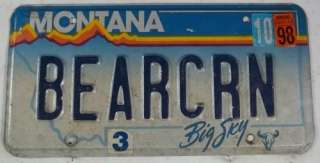 1998 Oct Montana Vanity BEARCRN License Plate OK bear