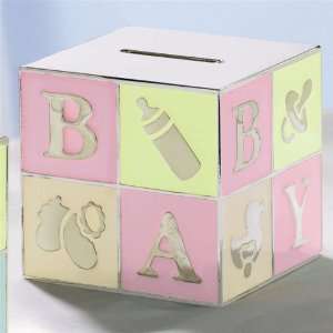  Heirloom Baby   Silver Plated Block Bank (Pink) Baby