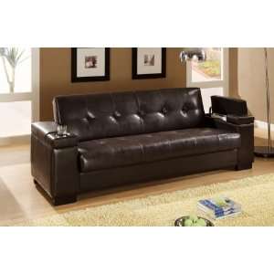 The Simple Stores Faux Leather Convertible Sofa Sleeper with Storage 