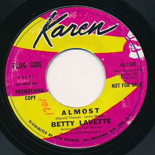 BETTY LA VETTE Almost DJ PROMO Northern Soul 45 rpm HEAR IT  