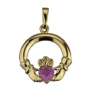  June Claddagh Birthstone Necklace   18k Gold Plated   Made 