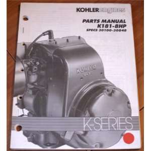   K181 8 HP Specs 30100 30848 Kohler Engines Parts Manual Kohler Books