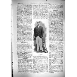   Antique Portrait Brockwell Cricket Batsman 1900 Sport