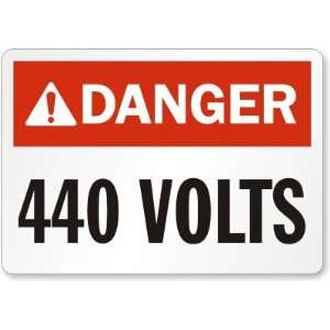   (ANSI) 440 Volts Laminated Vinyl Sign, 5 x 3.5