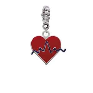  Red Heart with Rhythm Line Charm Dangle Pendant Arts 