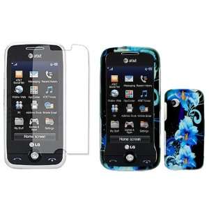  LG Prime GS390 Combo Blue Flower Protective Case Faceplate 