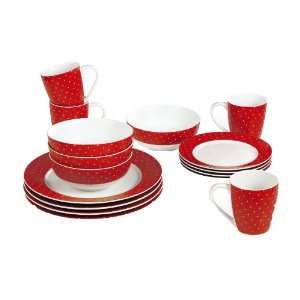    Sabichi Red Twinkle 16 Piece Porcelain Dinner Set