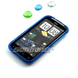 TPU Silicon Case Skin Cover for HTC Sensation 4G G14 Z710e + Sp . Blue 