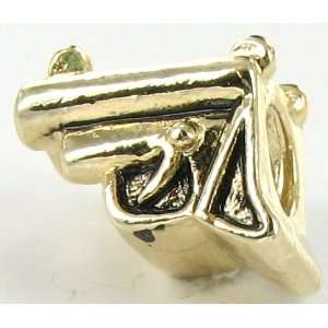 Quiges Beads Charms Silver Plated Gun Charm Bead for Pandora/Troll 