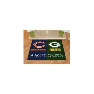  Chicago Bears & Green Bay Packers House Divided Rug 
