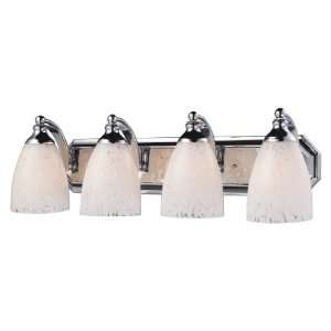  4 Light Vanity In Polished Chrome And Snow White Glass 