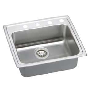   Top Mount Single Bowl Stainless Steel Sink 3 Faucet